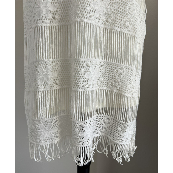American Eagle Dress Womens Small Cream Sleeveless Fringe Crotchet Boho Festival - Picture 3 of 11